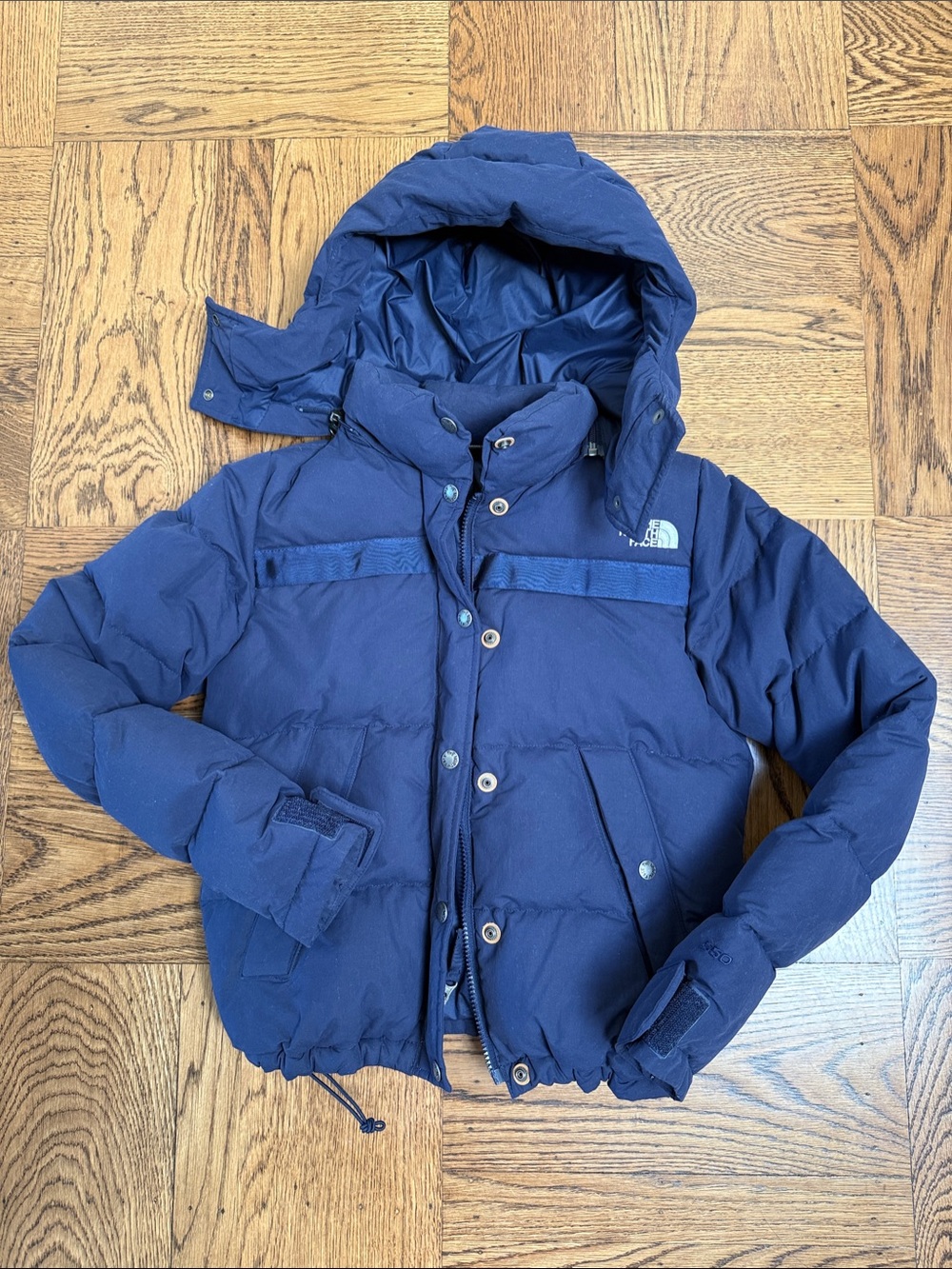 The North Face Dark Blue Hooded Puffer Jacket